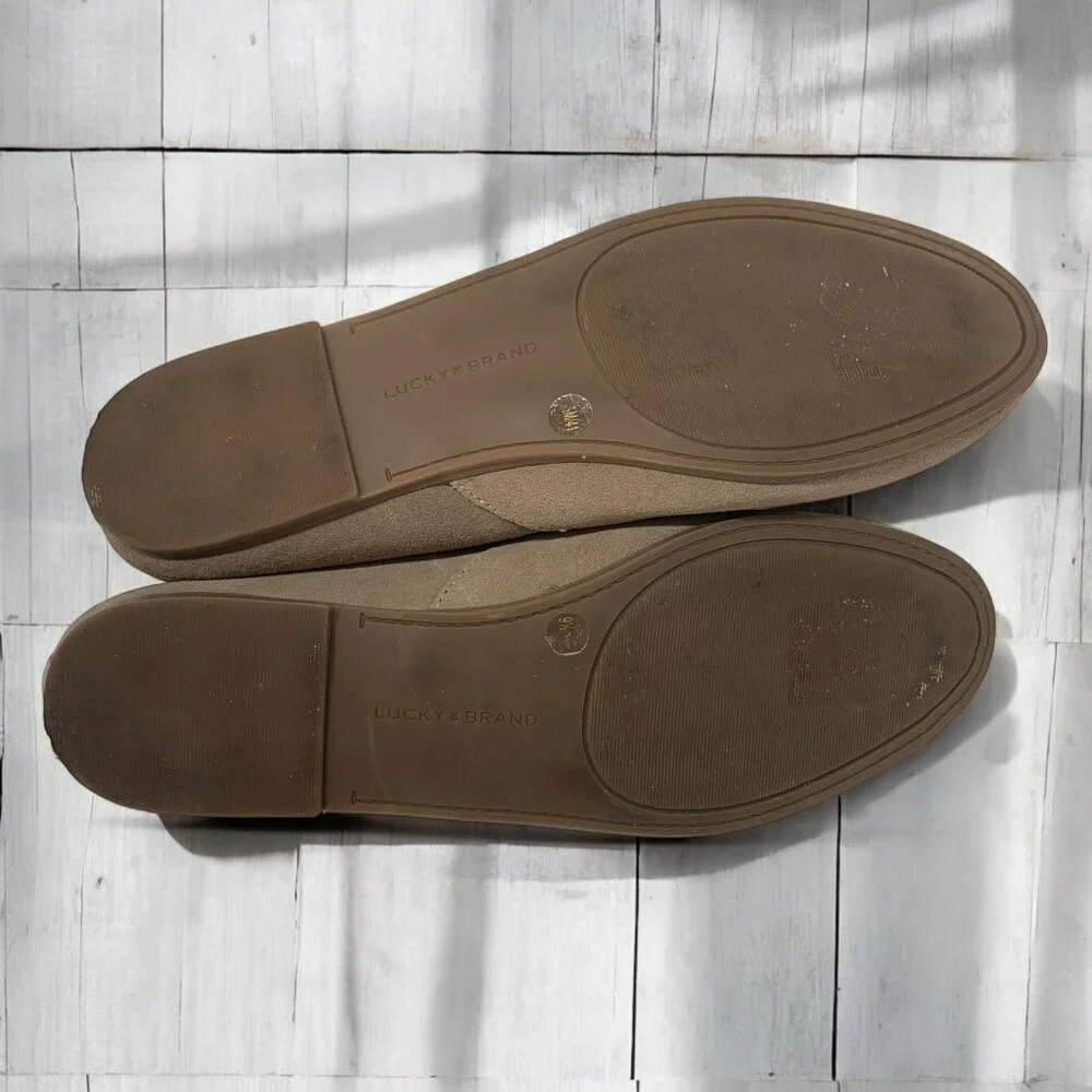 Lucky Brand Charsa Suede Slip-On Loafers Tan Slip On Flats Size 9.5 - Picture 6 of 8